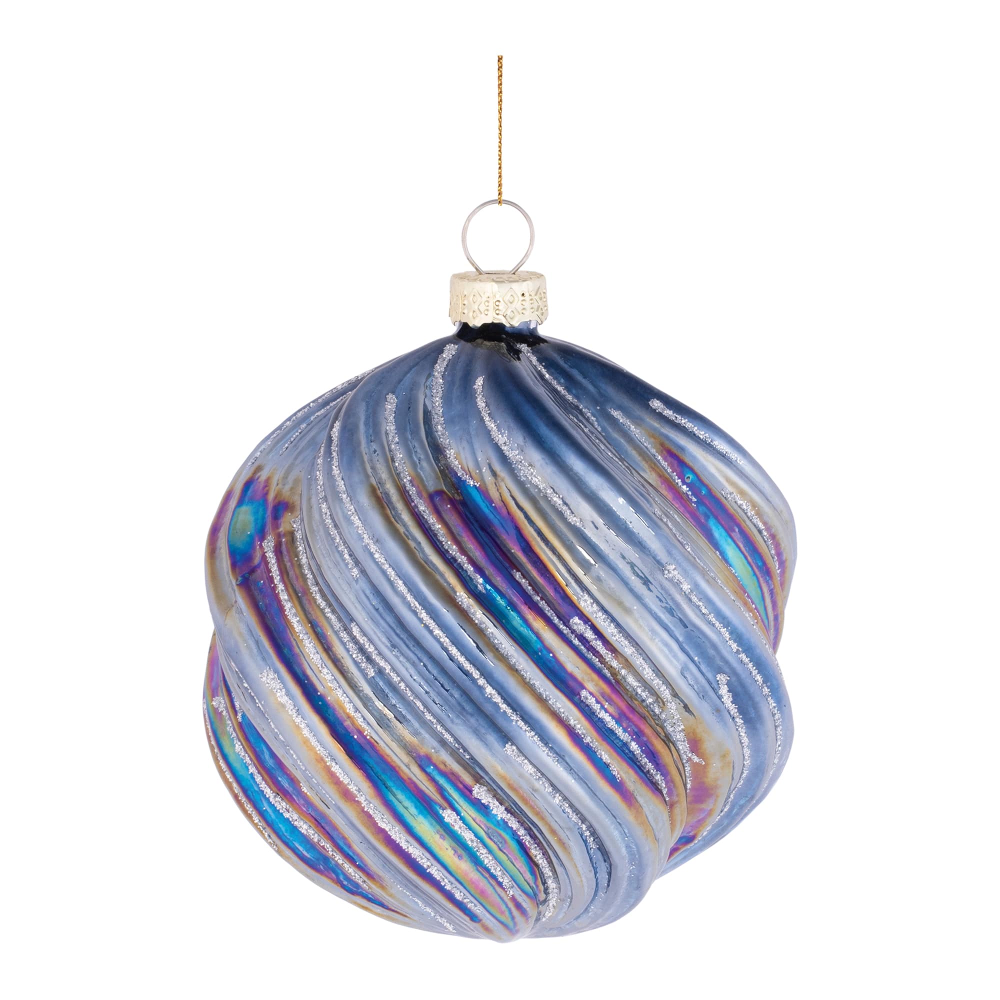 4" Iridescent Swirled Glass Ornaments, 6ct.